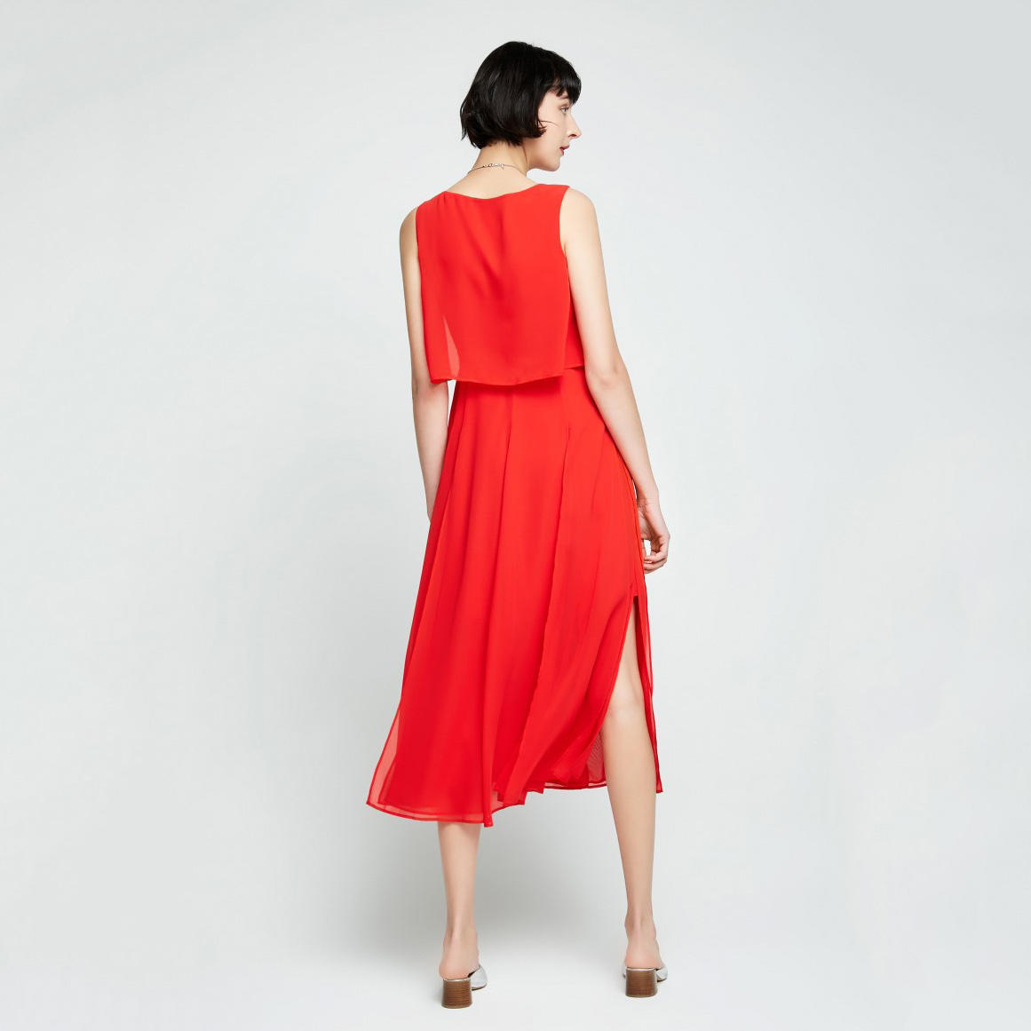 orange Pure color women dress